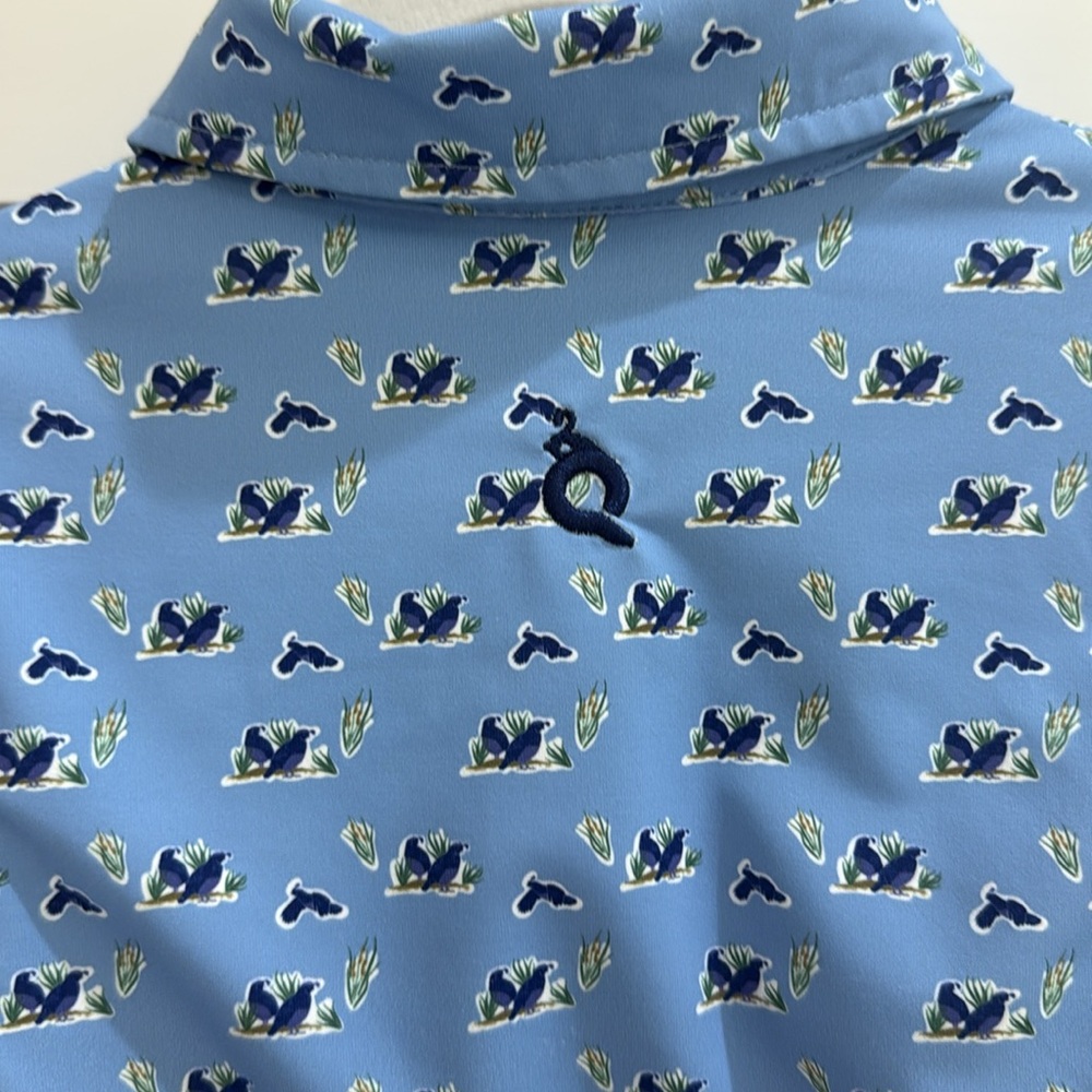 Blue Quail Performance Short Sleeve Blue Polo Shirt with Quail Print 2T - Picture 5 of 11